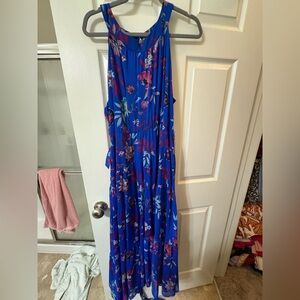 Calvin Klein Vibrant Floral Blue Maxi Dress